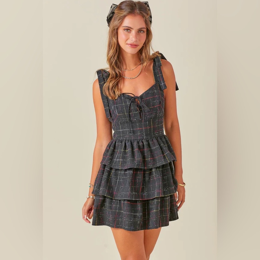 Day +Moon Tweed Mini Romper Black Medium